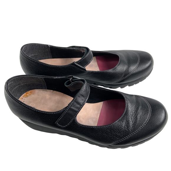 Munro Mary Jane Black Leather Shoes Size 10W - Picture 3 of 5